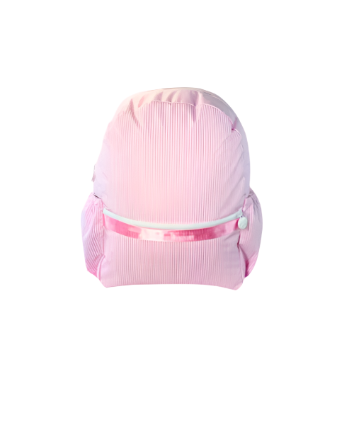 Pink Preppy Stripe Medium Backpack w/ Pockets