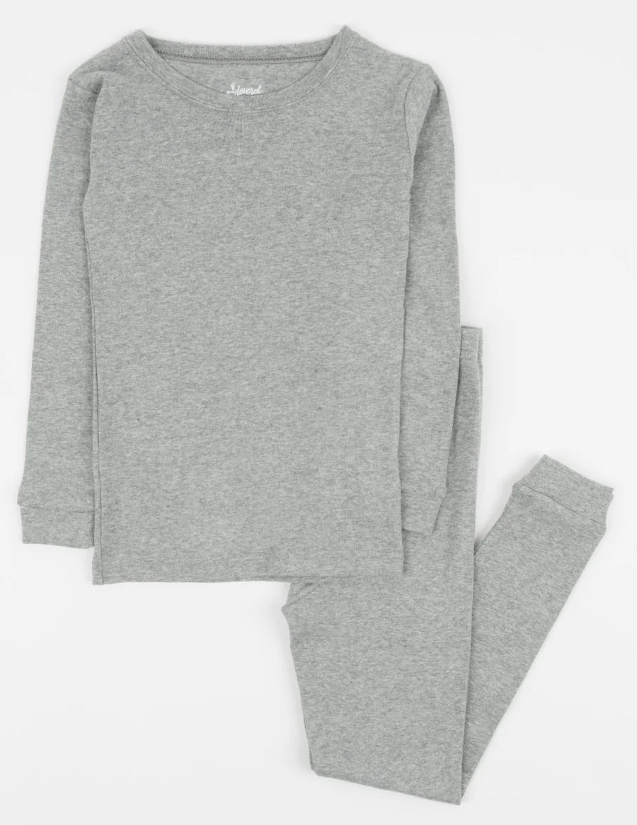 Kids Two Piece Cotton Pajamas Solid Neutrals