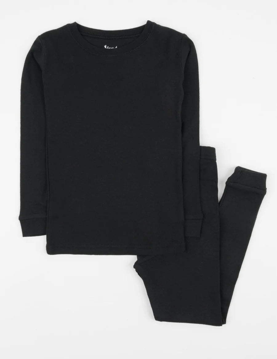 Kids Two Piece Cotton Pajamas Solid Neutrals