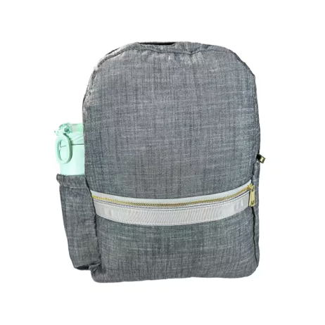 Grey Chambray Medium Backpack w/ Pockets