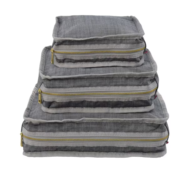 Grey Chambray Brass Stacking Set